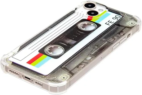Miniatura 4 de FAteamll Funda para iPhone 14 Plus, acabado mate, resistente, suave, con esquinas reforzadas, TPU suave, parachoques retro, funda de cinta de casete