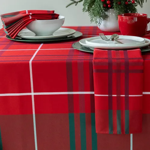 Miniatura 6 de Benson Mills Mantel de tela tejida teñida con hilo pesado, para entretenimiento navideño, invierno y Navidad