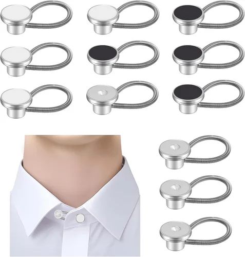 12 extensores de botón de cuello de camisa para camisas de vestir para hombres, extensor de botón de cuello cómodo, también funciona como extensores