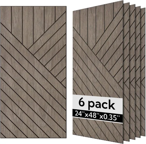 Miniatura 9 de Olanglab Paneles de pared acústicos de chapa de madera, paquete de 6, paneles de pared absorbentes de sonido de 23.6 x 47.2 pulgadas para decoración
