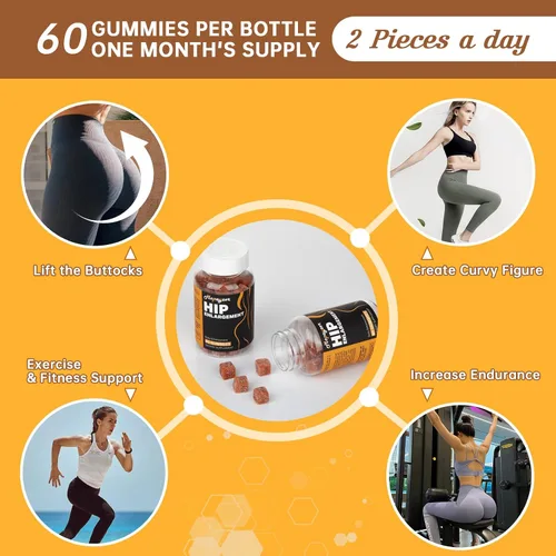 Miniatura 3 de Gomitas para glúteos grandes y caderas, gomitas de glúteos más grandes para curvas naturales, 1 gomitas de apoyo para el trasero, suplemento