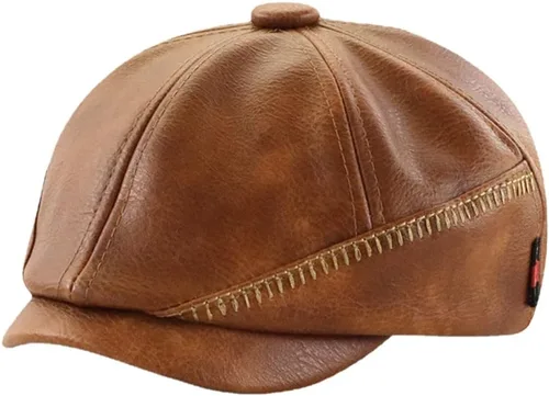 Miniatura 18 de Gorra de hiedra para hombre, sombrero de cuero de PU para hombre, boina ajustable, gorra plana de golf, gorra plana Gatsby, sombrero de pesca