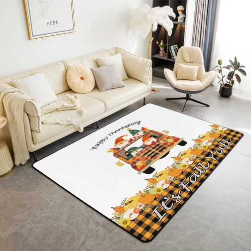 Miniatura 8 de Bonita alfombra de pavo de 3 x 5 para niños y niñas, alfombra de cosecha de Acción de Gracias, alfombra de decoración de otoño antideslizante