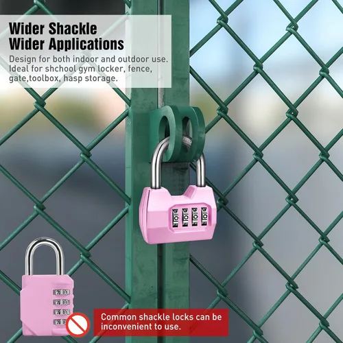 Miniatura 6 de 1 Paquete disecu Candado de Combinación de 4 Dígitos, Impermeable para Exteriores, para Casillero de Gimnasio Escolar, Cerca, Portón, Cobertizo, Rosa