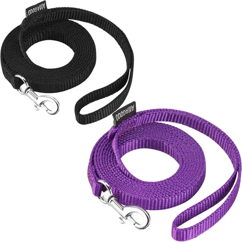 Miniatura 25 de AMAGOOD 6 pies de correas para cachorros/perros, correa de estilo tradicional resistente con gancho de cuello fácil de usar, correa para perros Negro