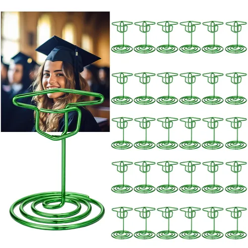Miniatura 19 de Rtteri 30 piezas de soporte de foto de graduación con gorra de graduación de 2 pulgadas, soportes negros para centros de mesa, soportes de número