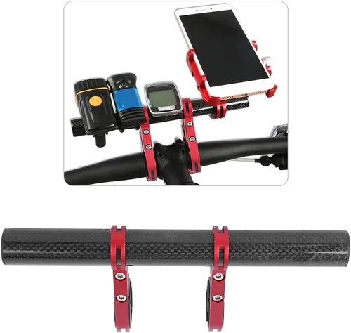 Miniatura 2 de BORDSTRACT Extensor de manillar doble para bicicleta, estante de extensión de manillar de aleación de aluminio, soporte de luz de mesa de código