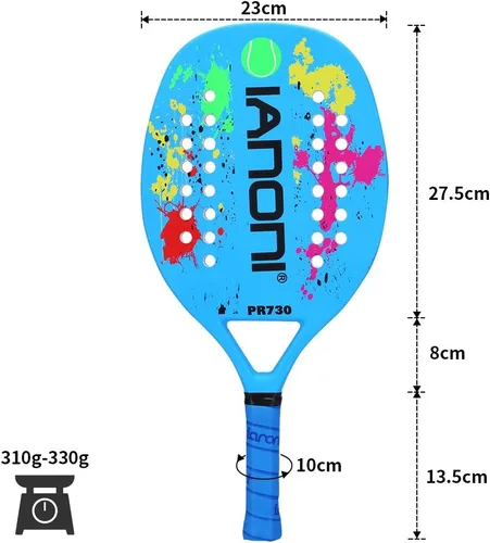 Miniatura 4 de IANONI Raqueta de tenis para playa con agarradera de fibra de carbono, con espuma de memoria. PR730