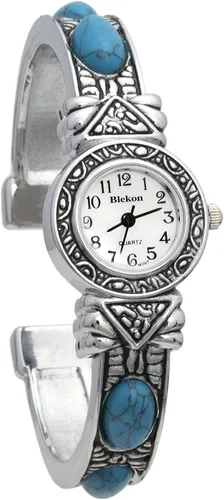 Miniatura 3 de Blekon Stone Studded Watch for Women, 22mm Case Japanese Quartz Movement and Large Cuff Bangle, Best Fits Wrists Measuring 7-8 inches