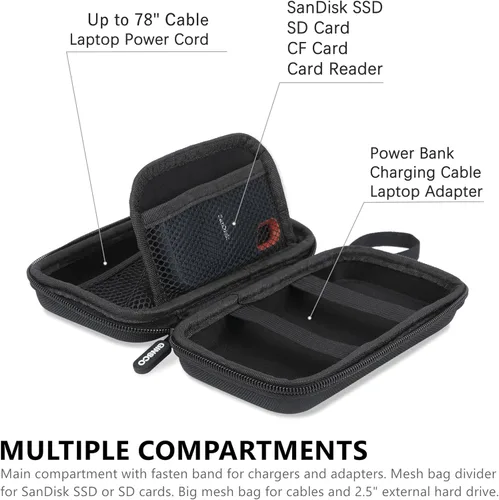 Miniatura 5 de Ginsco Estuche de protección de carcasa dura, bolsa organizadora de accesorios electrónicos para MacBook Air/pro, adaptadores, cargadores, cables