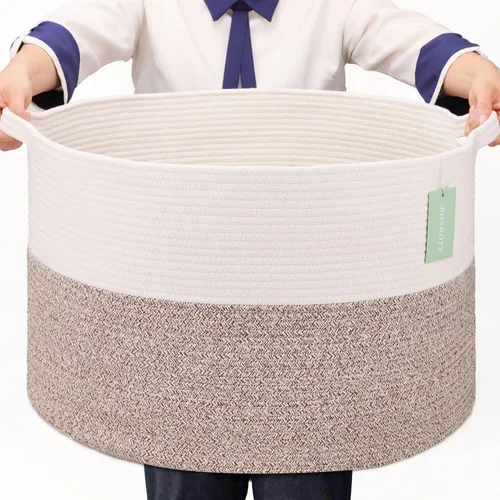 Miniatura 31 de Cesta Extra Grande para Mantas 87L, Cesta para Ropa Sucia, Cesta de Guardería para Bebés para Almacenamiento de Juguetes, Ropa y Toallas, Cesta