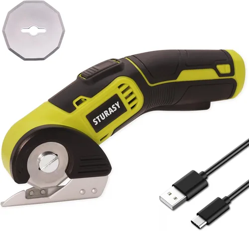 Tijeras eléctricas inalámbricas, cortador de cartón eléctrico con bloqueo de seguridad, cortador de cajas eléctrico de 4 V 2000 mAh para cartón,