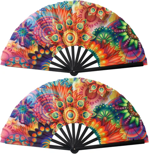 Miniatura 8 de Ventilador de mano plegable grande, ventilador de mano plegable para mujeres, abanicos de mano, ventilador de mano chino de Kung Fu Tai Chi