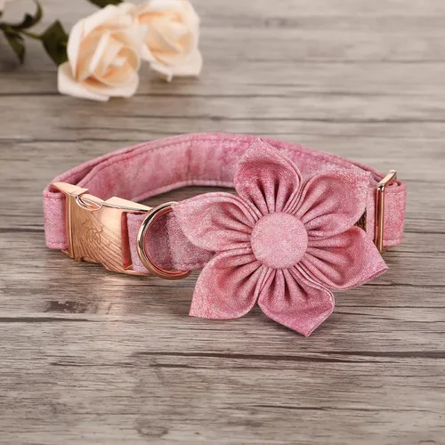 Miniatura 2 de Elegant little tail - Collar rosa para perras con flor, collar ajustable para mascotas con regalo de flores, collares para perros medianos