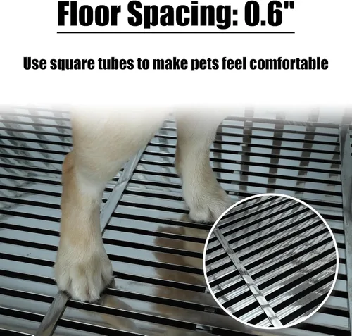 Miniatura 4 de Confote Jaula de metal resistente de 37 pulgadas, jaula para mascotas de alta ansiedad con ruedas bloqueables y puertas dobles para perros pequeños