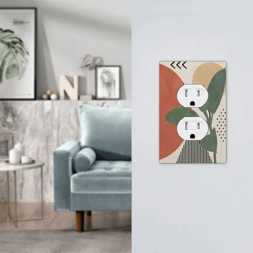 Miniatura 7 de Mid Century Morden Boho - Placa de pared para interruptor de luz dúplex de 1 banda, placa frontal decorativa eléctrica para receptáculo para baño