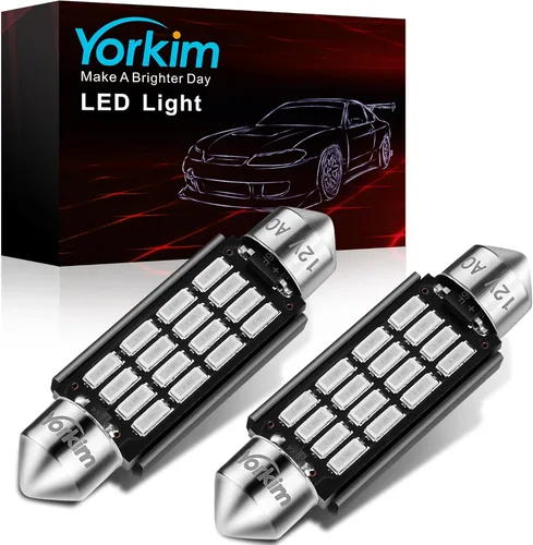 Bombilla LED súper brillante Yorkim 578 tipo festoon de 1.6-1.65 pulgadas, color azul, bus CAN libre de errores, 16 chipsets 4014 SMD, bombillas