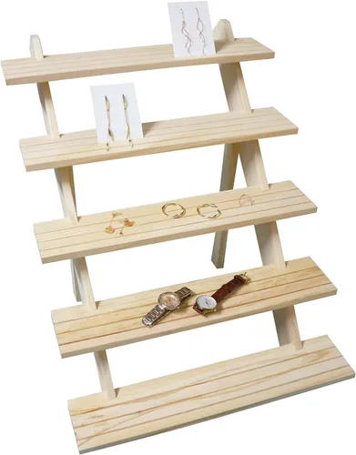 Miniatura 11 de Soportes de exhibición de pendientes para la venta rústica de varios niveles Estante de joyería de exhibición al por menor Riser Pendiente Anillo