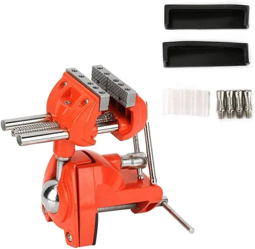 Miniatura 2 de Oumefar Mini prensa de abrazadera de mesa de aluminio, 2.8 pulgadas de ancho de mandíbula, giratorio de 360 grados, tornillo de banco universal
