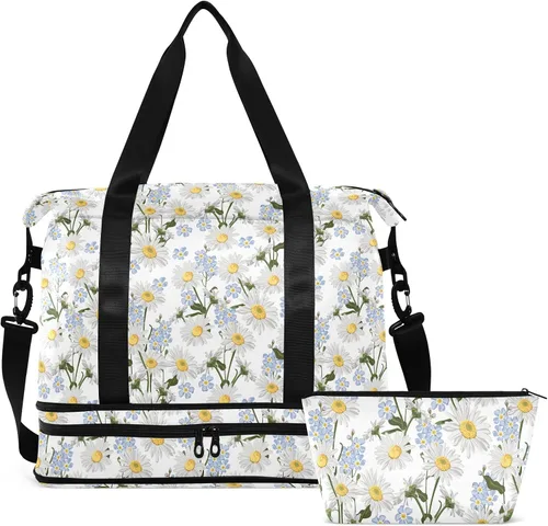 Miniatura 2 de Coikll Forget-me-not Flower Sports Gym Bag with Waterproof Dry Wet Pocket, Travel Duffel Bag for Women MenWorkout Bag Fits Yoga, Swimming