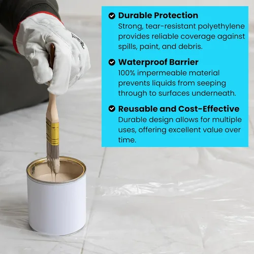 Miniatura 4 de VICMORE Lonas de plástico transparentes - Resistente al agua y al polvo, lámina de plástico inodora para renovaciones, proyectos de bricolaje - Lona