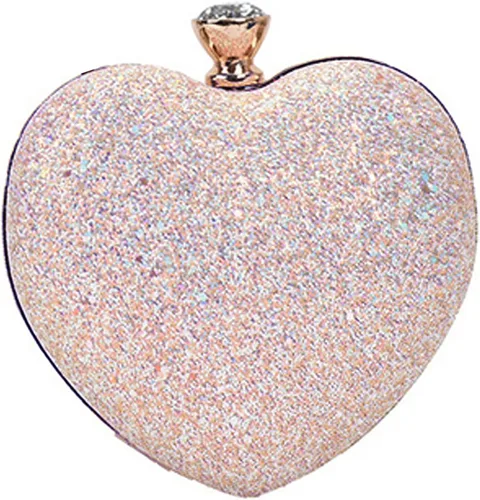 Mily - Bolso de mano con forma de corazón, bolso de hombro tipo mensajero, bolso de noche