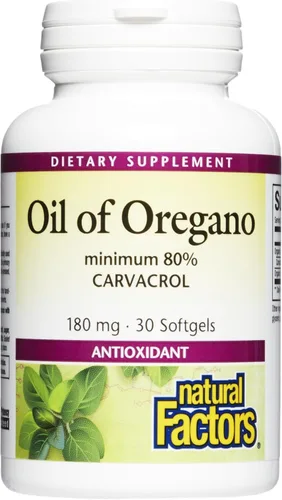 Natural Factors, Aceite de Orégano 180 mg, ayuda a mantener la buena salud con aceite de oliva virgen extra, 30 cápsulas blandas (30 porciones)