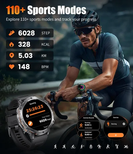 Miniatura 5 de Relojes inteligentes LIGE para hombres con batería de 900mAh (60+ horas de espera), pantalla AMOLED de 1.73" con Bluetooth, modo de llamada, más