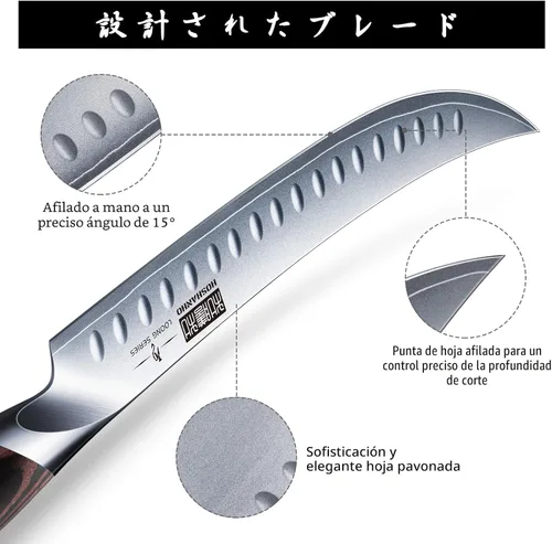 Miniatura 3 de HOSHANHO - Cuchillo de carvado y corte de 10 pulgadas, cuchillo de pecho de acero japonés de alto carbono con mango ergonómico de madera de Pakka