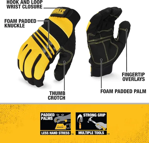 Miniatura 2 de DEWALT DPG201XL - Guante de trabajo de piel sintética de alto rendimiento, talla XL, 1 par, palma acolchada de espuma, resistente a la abrasión