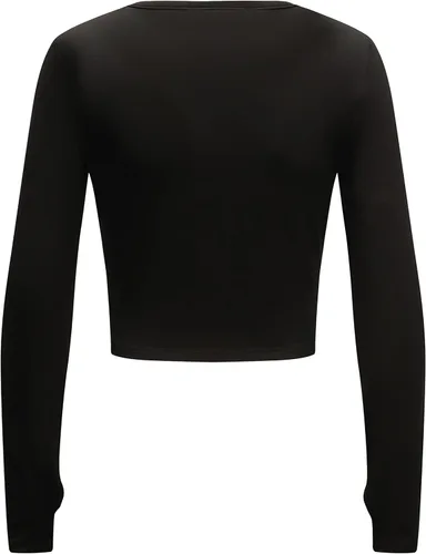 Miniatura 4 de OThread & Co. Camiseta corta de manga larga para mujer, cómoda con agujero para el pulgar, capa elástica básica