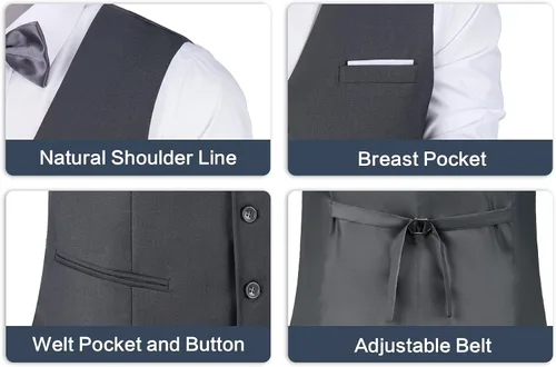 Miniatura 4 de Chaleco de traje para hombre, chaleco de esmoquin para boda, chaleco formal con cuello en V