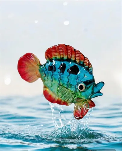 Miniatura 7 de 1shopforyou Figura de cristal soplado, figura de pez marino tropical, arte en miniatura, colección de vida marina, decoración de acuario, animal