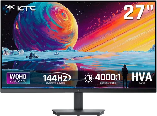 KTC Monitor de computadora QHD de 27 pulgadas (2560 x 1440) 100Hz - Panel IPS, pantalla de luz anti-azul, 100% gama de colores alta, 123% sRGB, Negro