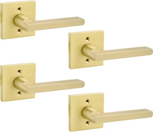 Miniatura 11 de Goldenwarm Manija de puerta simulada de oro cepillado – Palanca interior decorativa sin giro para despensa, puertas francesas y armarios (2 piezas)