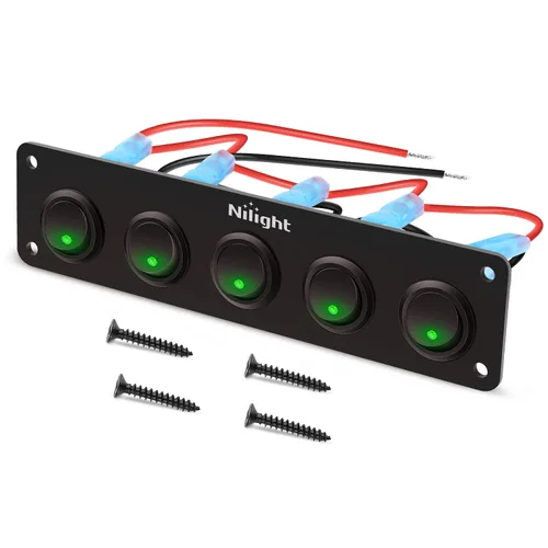 Miniatura 13 de Nilight Panel interruptor basculante de 5 bandas con 3 pines, resistente al agua, interruptores de palanca de encendido/apagado para automóvil, Azul
