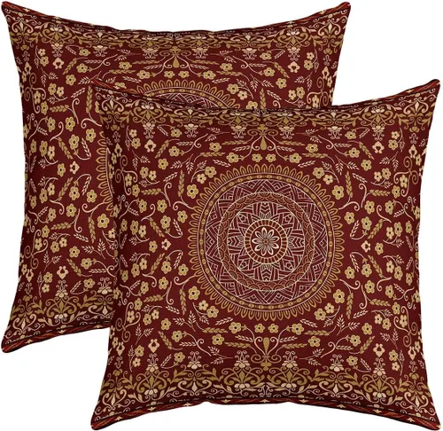 Miniatura 10 de Juego de 2 fundas de almohada bohemias tribales de 22 x 22 pulgadas, fundas de almohada exóticas retro, fundas de cojín bohemias de celosía vintage