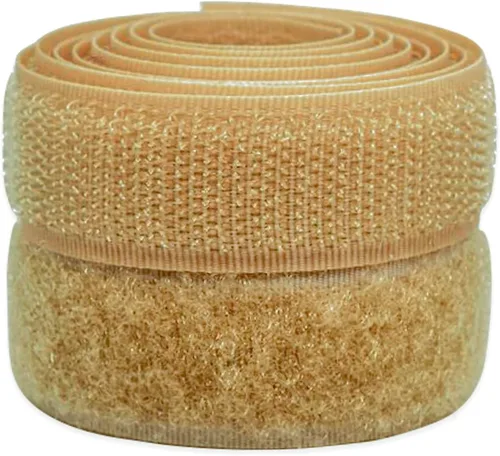 Cinta de velcro para coser de 5/8 pulgadas de ancho, color beige, no adhesiva, 1 yarda de longitud, cinta de nailon color bronceado, juego de