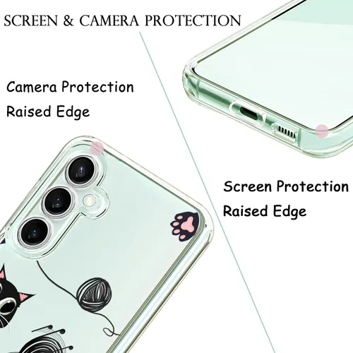 Miniatura 2 de Unov Funda transparente compatible con Galaxy S23 FE con diseño de TPU suave, absorción de golpes, diseño delgado en relieve, cubierta trasera Gato