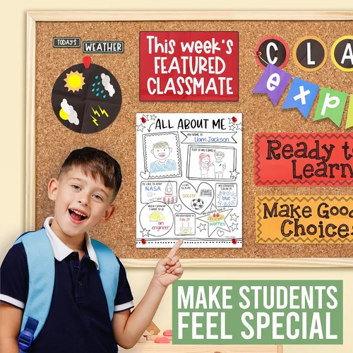 Miniatura 6 de Hadley Designs Póster All About Me para el aula, póster de 20 estrellas, artículos escolares de 100 días de escuela, póster de estrella