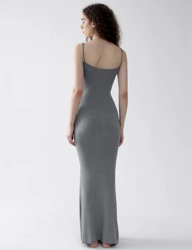 Miniatura 4 de PUMIEY Vestido largo sexy sin cordones para mujer, suave y acanalado