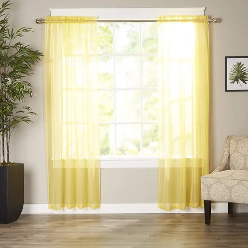Miniatura 32 de Elegant Comfort - Cortinas transparentes de lujo con bolsillo para barra para cocina, dormitorio y sala de estar, Microfibra, Beige