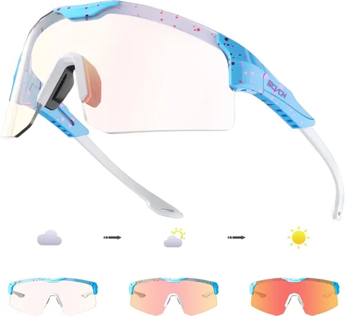 SCVCN Gafas de ciclismo fotocromáticas para hombres y mujeres, UV400, gafas deportivas para jóvenes, a prueba de viento, para béisbol, golf 38-30