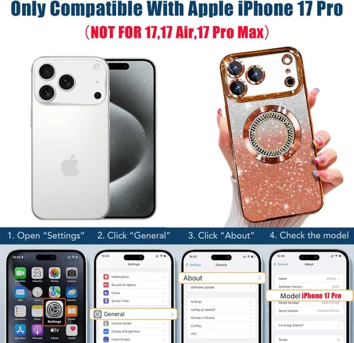 Miniatura 344 de Misscase Funda magnética con purpurina para iPhone 11 compatible con MagSafe, protección completa, delgada, a prueba de golpes, antiarañazos