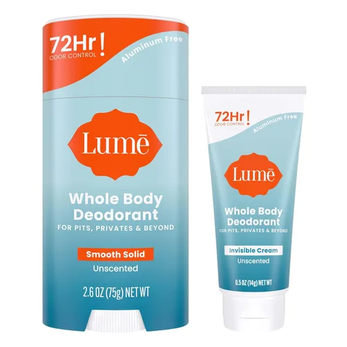 Miniatura 10 de Lume Desodorante para Todo el Cuerpo - Tubo de Crema Invisible Mini y Paquete de Barra Sólida - Control de Olor de 72 Horas - Sin Aluminio