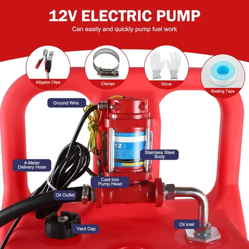 Miniatura 3 de Tanque portátil de combustible diésel de 32 galones con bomba de transferencia eléctrica de 12 V 12 GPM, boquilla de combustible automático