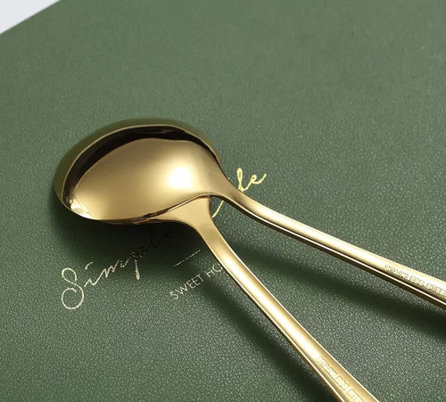 Miniatura 6 de Kyraton - Cucharas de sopa doradas, 6 cucharas redondas de acero inoxidable con chapado en titanio dorado, cuchara de mesa dorada, cucharas de 4. 6