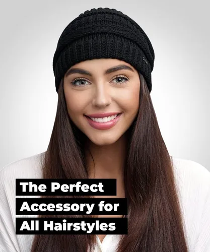 Miniatura 3 de Gorro de punto grueso para mujer, suave, cálido, elástico, a la moda, elegante gorro de punto trenzado Skully para otoño e invierno