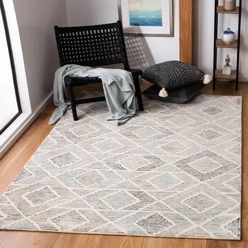 Miniatura 5 de SAFAVIEH Precious Collection - Alfombra de pasillo, 2 pies 6 pulgadas x 8 pies, azul y beige, hecha a mano, lana geométrica bohemia, ideal