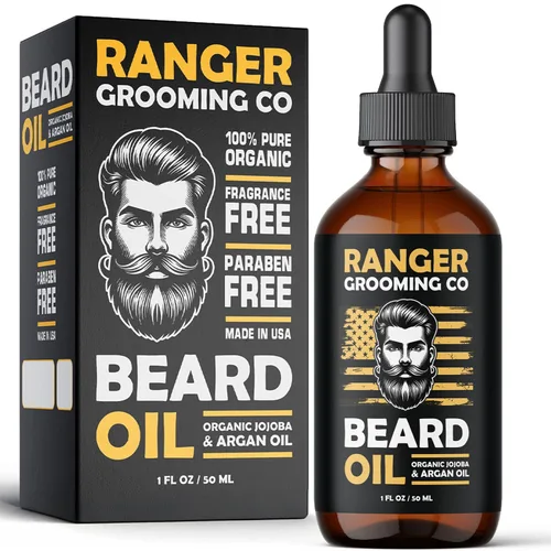 Leven Rose Ranger Grooming Co - Aceite para barba para hombres y suavizante de barba 100% puro y natural para hombres barbudos, bigotes y piel